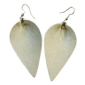 Faux Leather Earrings in Silver Metallic Lightweight New